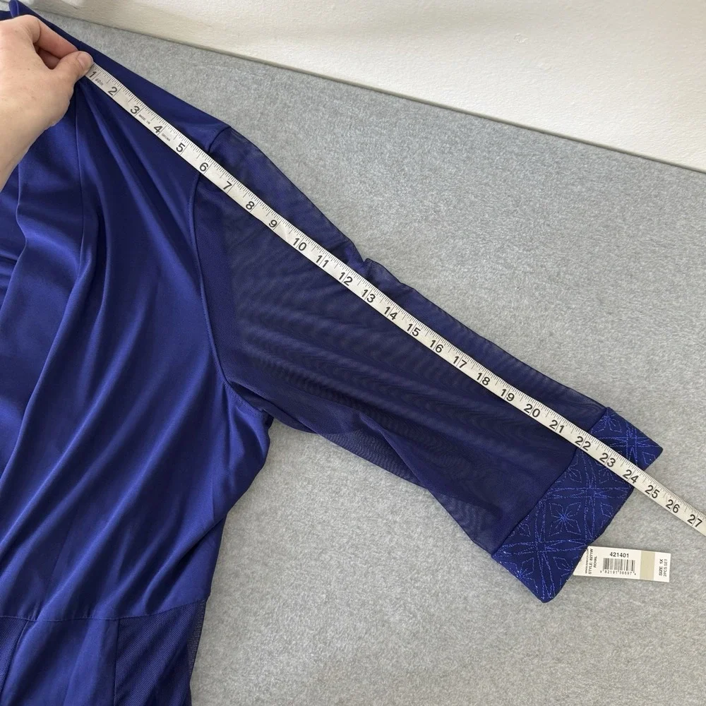 New‎ R And M Richard's Royal Blue Sheer 3/4 Sleeve Jacket And Dress Womens 1X